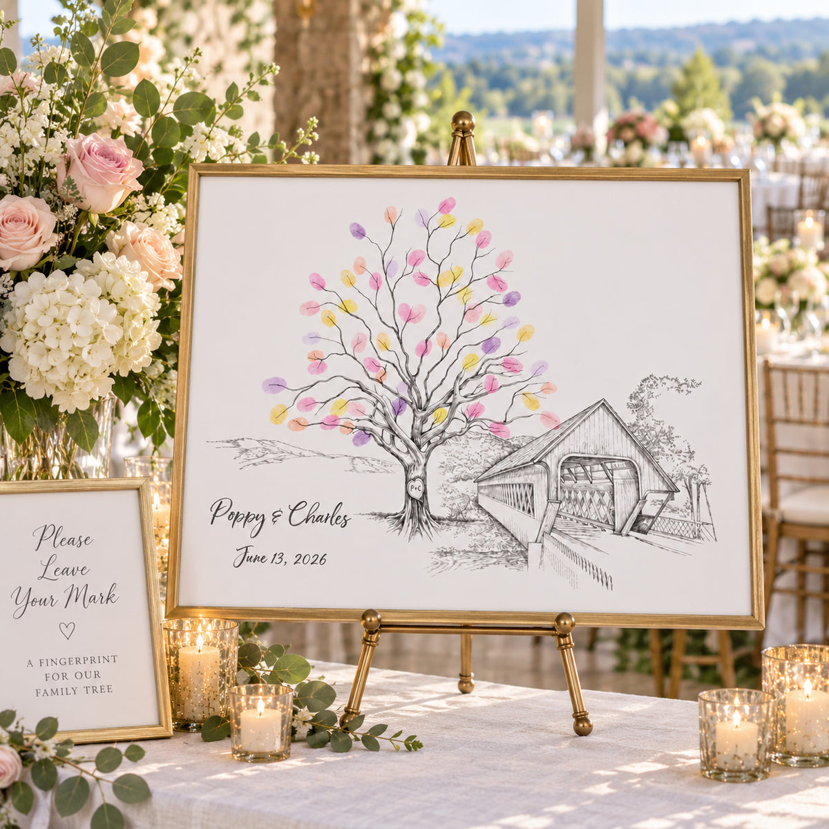 Fingerprint Tree Wedding Guest Book Alternative | Covered Bridge Guestbook