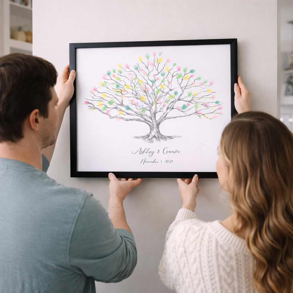 Low Oak Fingerprint Tree Wedding Guest Book