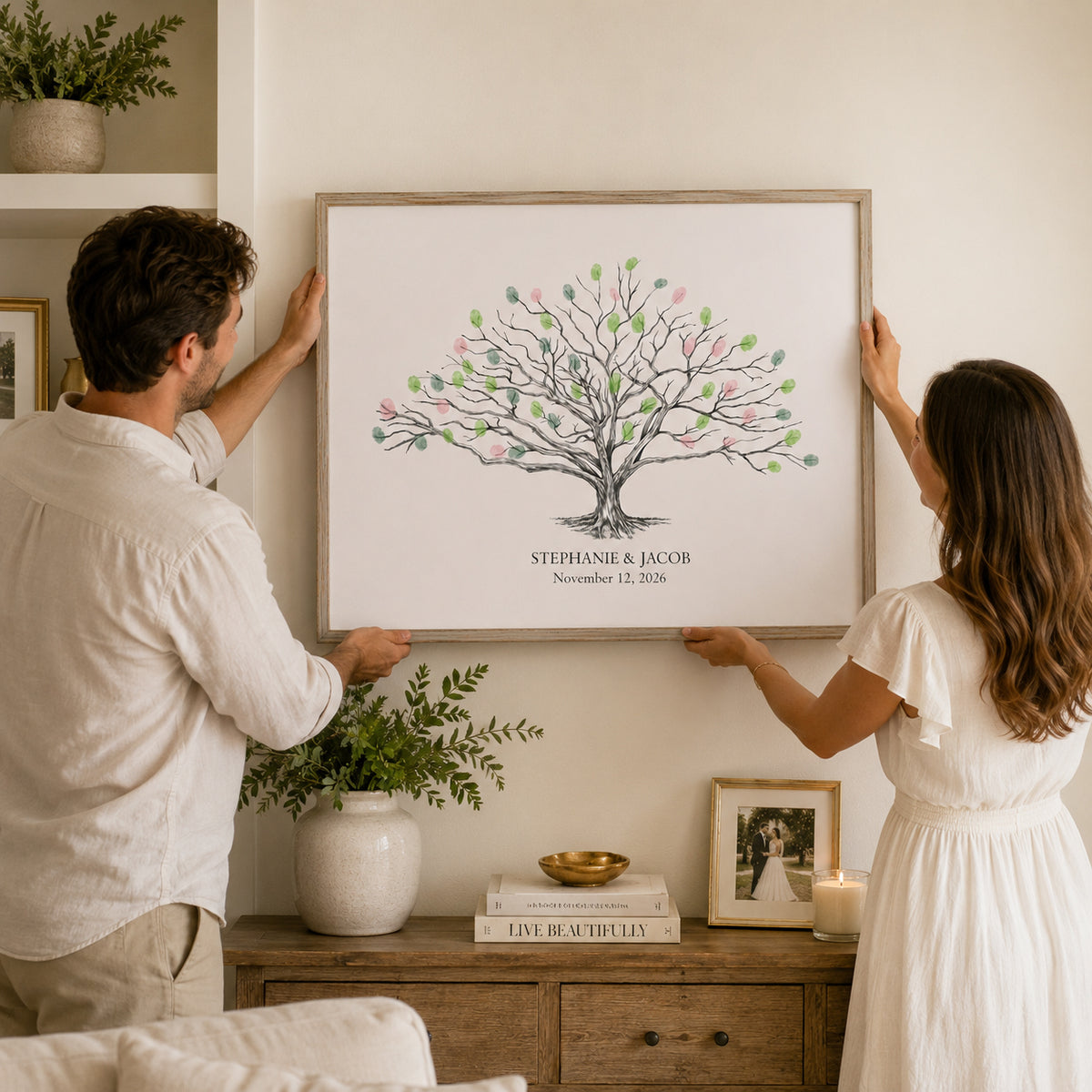Sailboat & Dock Fingerprint Tree Wedding Guest Book