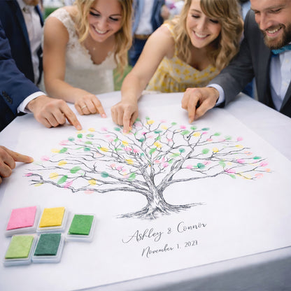 Low Oak Fingerprint Tree Wedding Guest Book