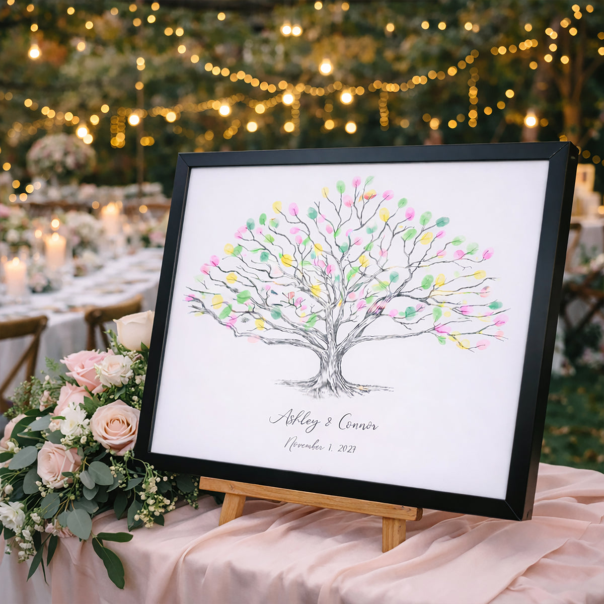 Low Oak Fingerprint Tree Wedding Guest Book
