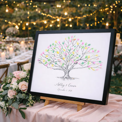 Low Oak Fingerprint Tree Wedding Guest Book