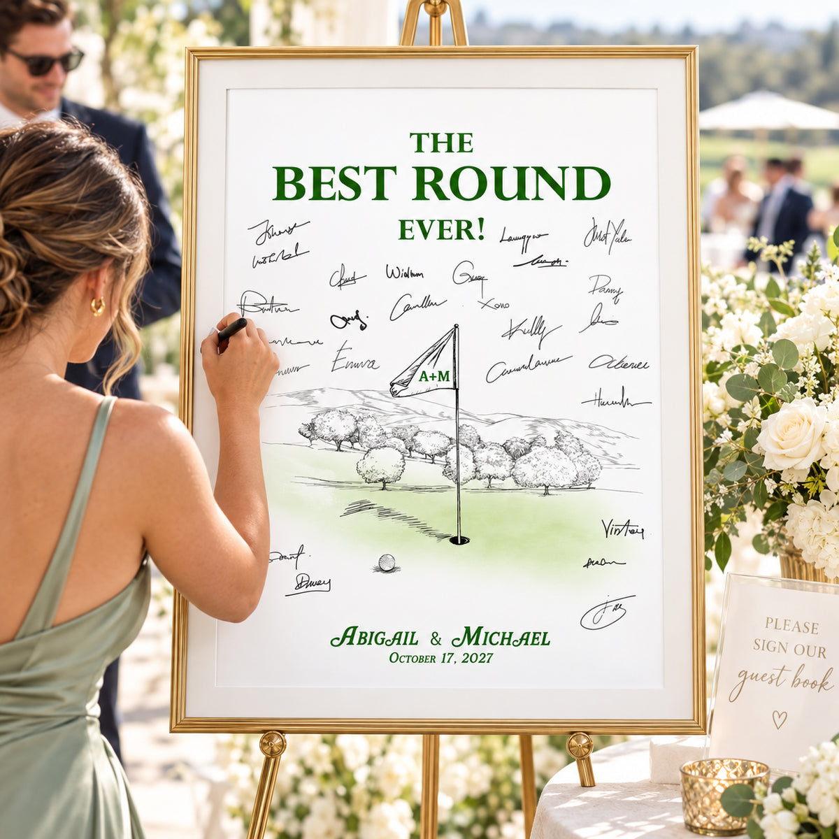 Golf Wedding Guest Book Alternative | Best Round Ever Personalized Guestbook