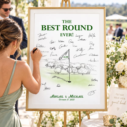 Golf Wedding Guest Book Alternative | Best Round Ever Personalized Guestbook