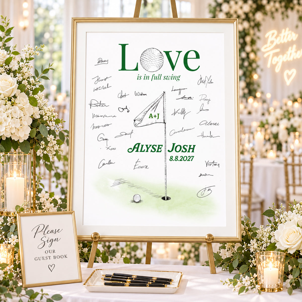 Golf Wedding Guest Book Alternative | Love Is in Full Swing Personalized Guestbook