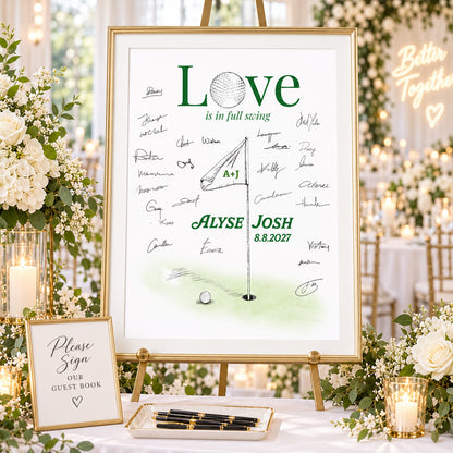 Golf Wedding Guest Book Alternative | Love Is in Full Swing Personalized Guestbook