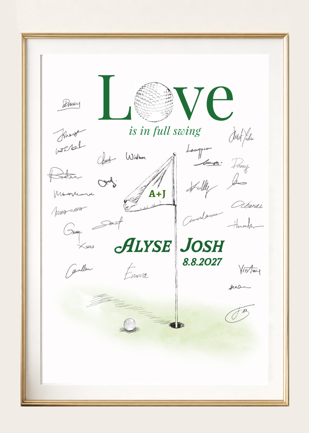 Golf Wedding Guest Book Alternative | Love Is in Full Swing Personalized Guestbook