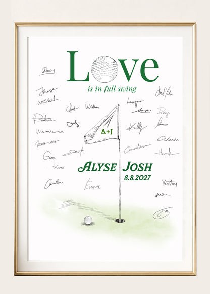 Golf Wedding Guest Book Alternative | Love Is in Full Swing Personalized Guestbook