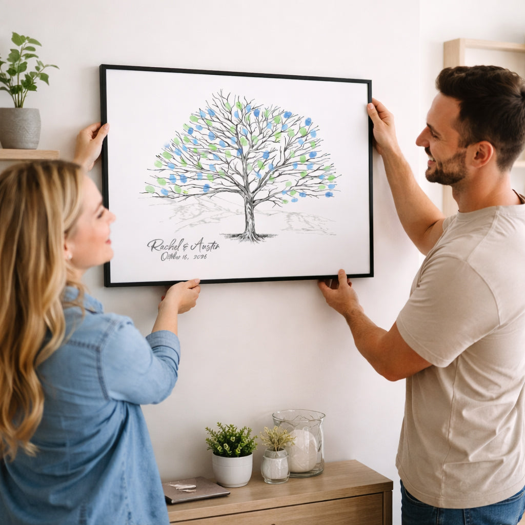 Elm Tree Fingerprint Wedding Guest Book