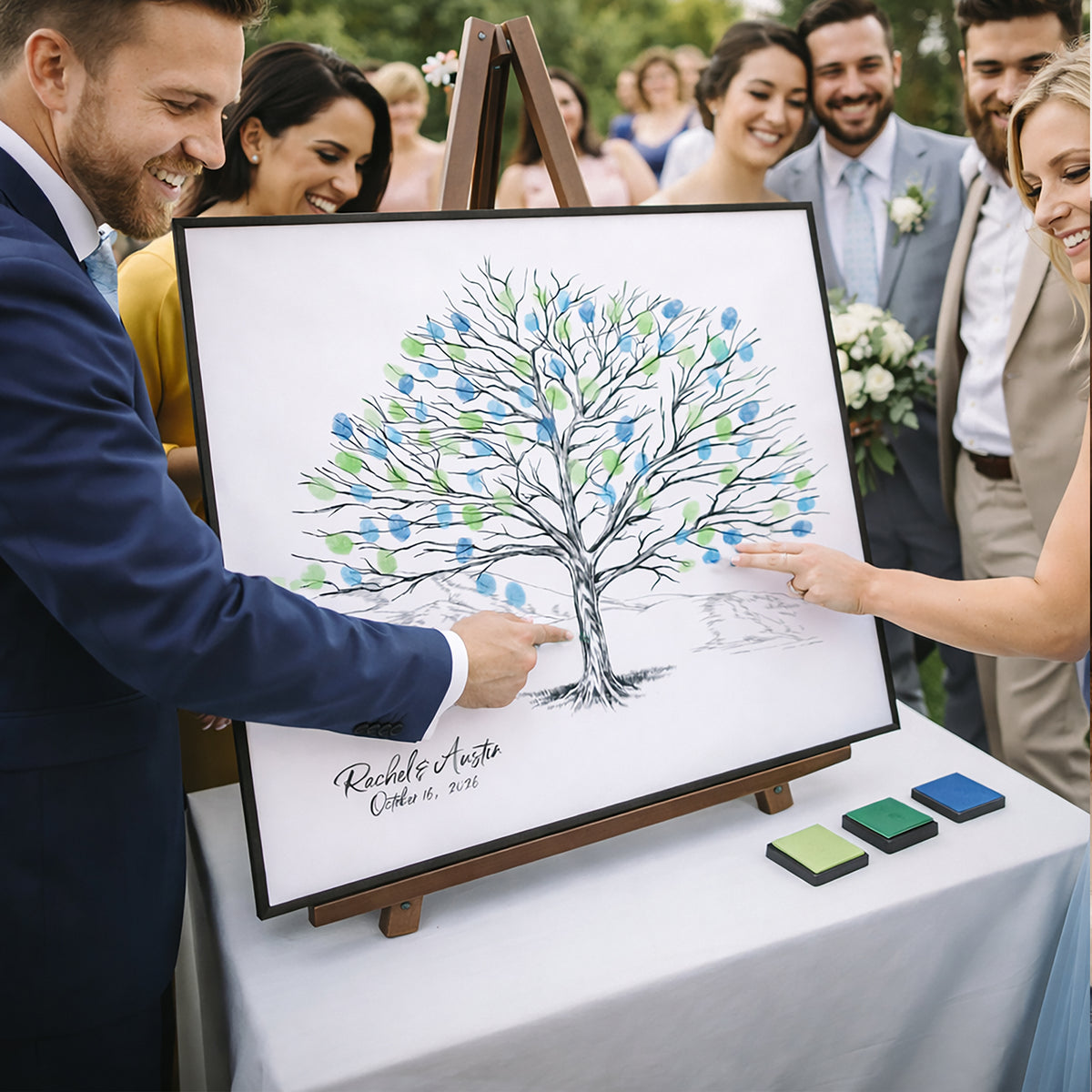 Elm Tree Fingerprint Wedding Guest Book