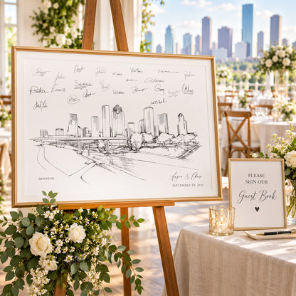 Houston Wedding Guest Book Alternative | Personalized Skyline Guestbook