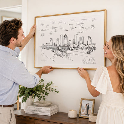 Houston Wedding Guest Book Alternative | Personalized Skyline Guestbook