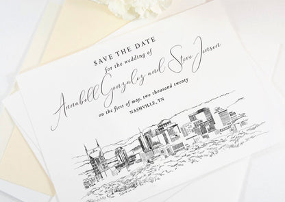 Nashville Skyline Wedding Save the Dates, STD, Save the Date Cards, Nashville Wedding, Tennessee, TN (set of 25 cards)