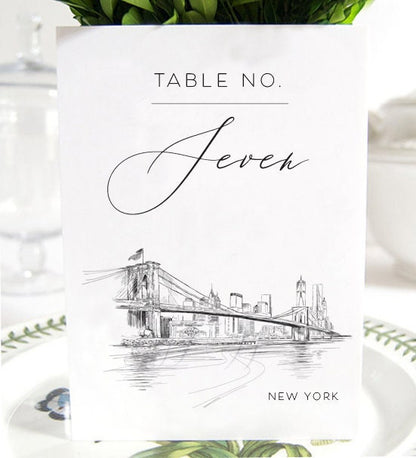 New York Wedding Table Numbers (1-10), NYC Wedding, NY Wedding