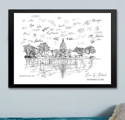 Washington D.C. Capital, Wedding, Alternative Guest Book, Washington DC, Wedding, Skyline, Wedding Guestbook, Party Supplies, Bridal Shower