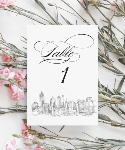 Atlanta Skyline Table Numbers, Atlanta Wedding Tables, Reception, Reserved Seating, Day of Event (1-10)