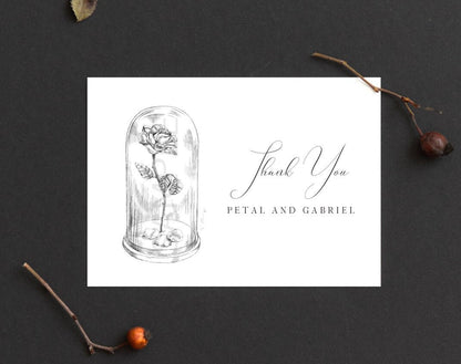 Beauty and the Beast Thank You Cards, Fairytale, Disney Inspired, Personal Note Cards, Bridal Shower, Thank you Notes (set of 25 cards)