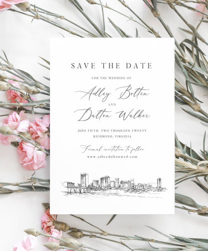 Richmond Save the Dates, STD, Wedding, Richmond Skyline, Virginia, Save the Date Cards, VA, STD, Card, Save our date (set of 25 cards)