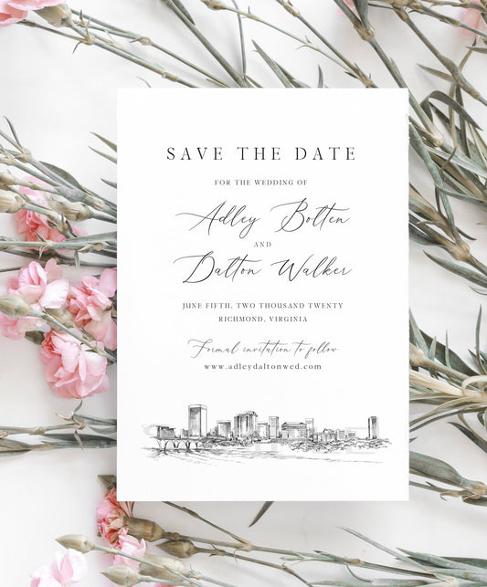 Richmond Save the Dates, STD, Wedding, Richmond Skyline, Virginia, Save the Date Cards, VA, STD, Card, Save our date (set of 25 cards)