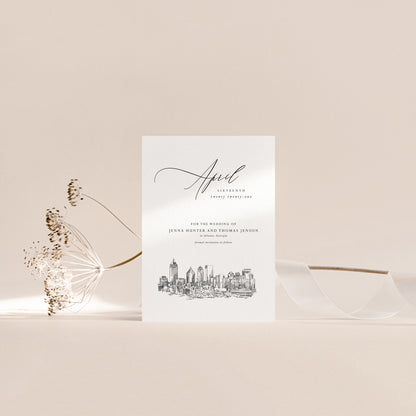 Atlanta Wedding Save the Date Cards, Save the Dates, GA, Atlanta Skyline, Georgia Wedding, Southern Wedding (set of 25 cards and envelopes)