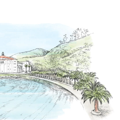 Catalina Island Skyline Rehearsal Dinner Invitations, Avalon (set of 25 cards)