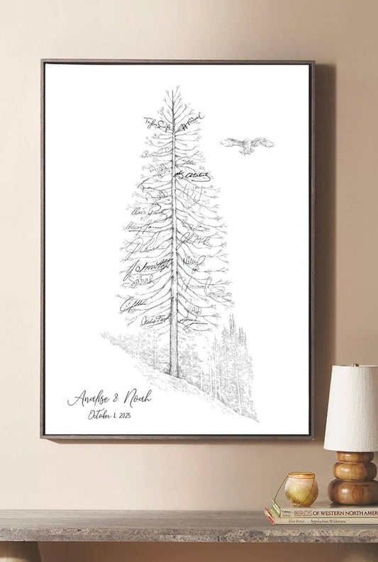 Guest Book Pine Tree Signature Guestbook, Unique Guest Book, Rustic Guest Book, Wedding Sign-in, Party Supplies, Guest Book Tree