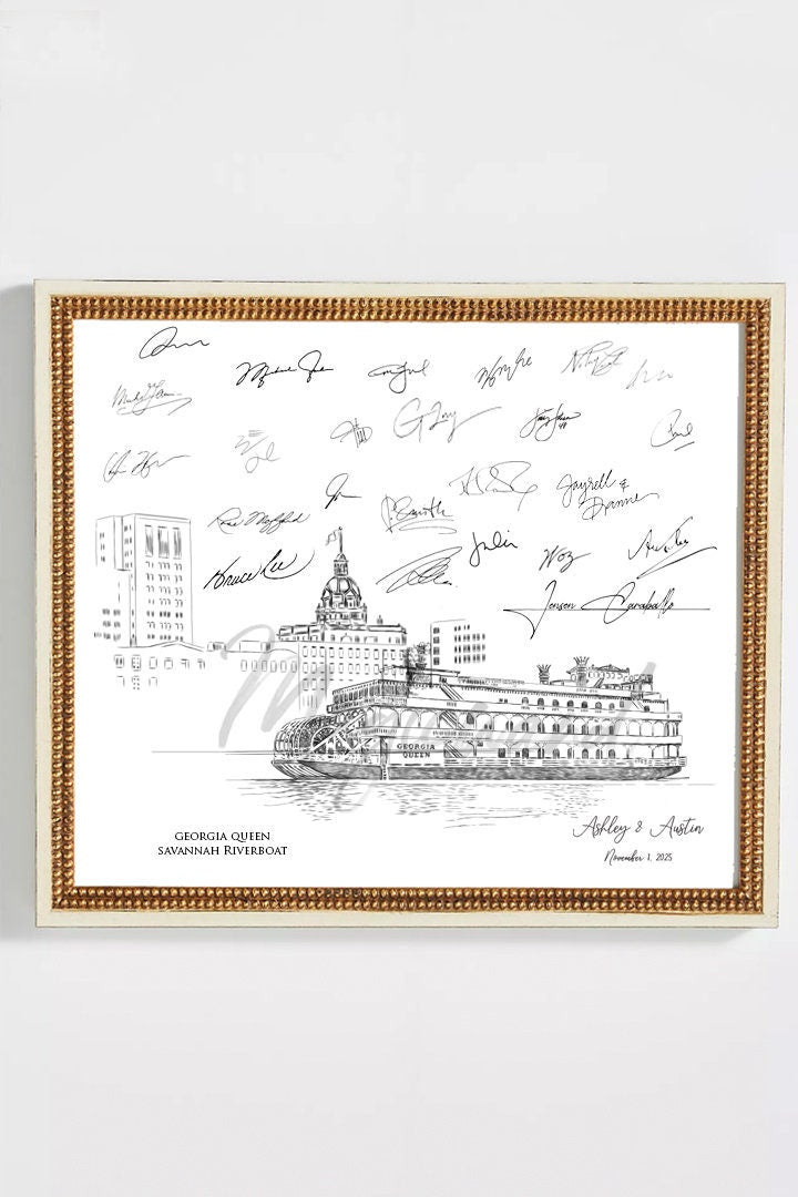 Savannah Georgia Queen Steamboat Wedding Alternative Guest Book, Savannah Wedding, Guestbook, Wedding Guestbook, Wedding, GA, Venue