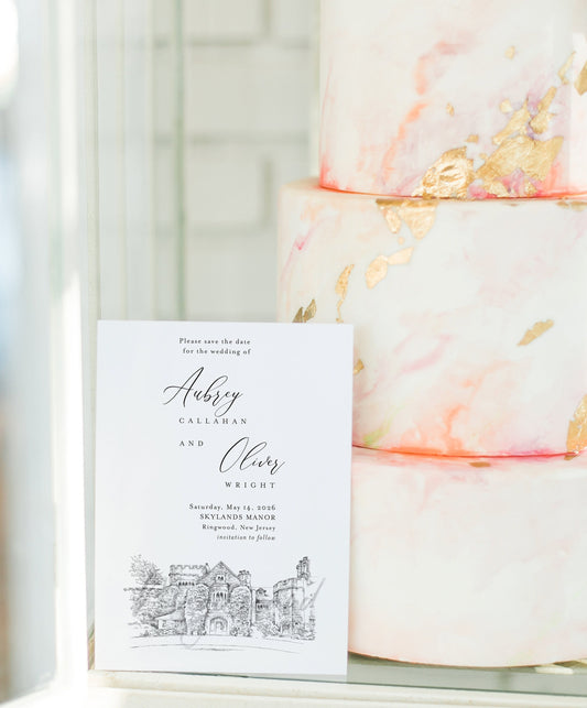 Skylands Manor, Ringwood, NJ Save the Date Cards, Wedding Save the Dates, STD, New Jersey Weddings, NJ, Venue (set of 25)