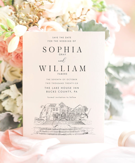 Lake House Inn, PA Save the Date Cards, Wedding Save the Dates, STD, Philadelphia Weddings, PA, Venue (set of 25)