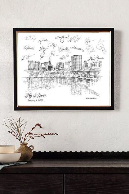 Hartford, CT Skyline Wedding Alternative Guest Book, Hartford Wedding, Guestbook, Wedding Guestbook, Connecticut Wedding