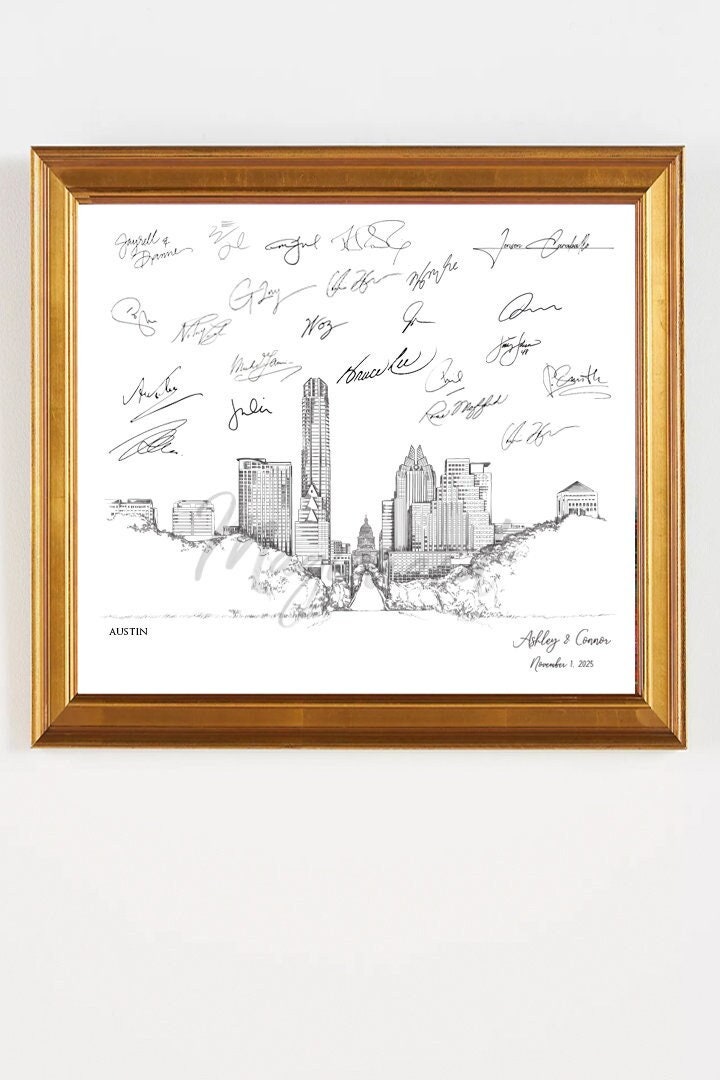 Austin, Texas Skyline Wedding Alternative Guest Book, Austin Wedding, Guestbook, Wedding Guestbook, TX Wedding