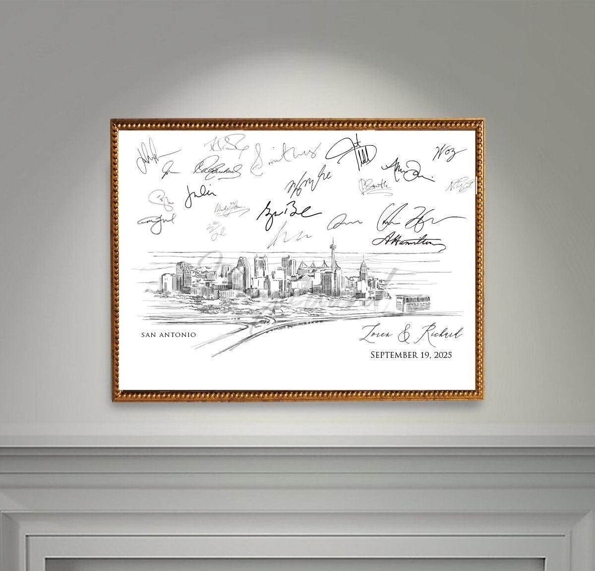 San Antonio, Texas Skyline Wedding Alternative Guest Book, San Antonio Wedding, Guestbook, Wedding Guestbook, TX Wedding