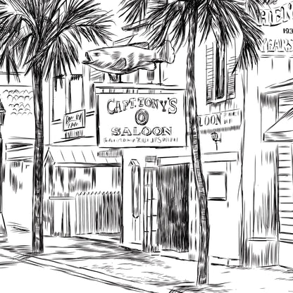 Key West Save the Dates, STD, Florida, FL, Skyline, Key West Wedding, Weddings, Hemingway, Hand Drawn Save the Date Cards (set of 25 cards)