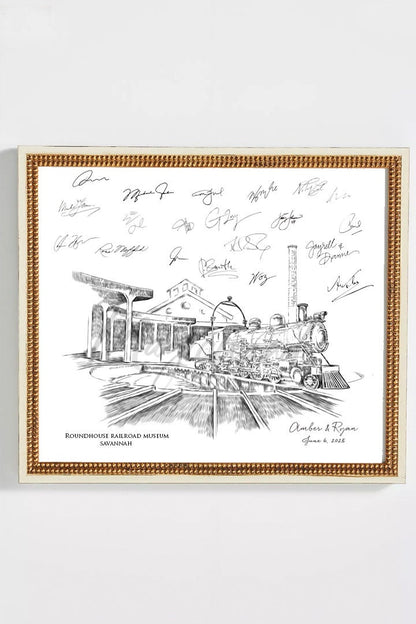 Savannah Roundhouse Railroad Museum Wedding Alternative Guest Book, Savannah Wedding, Guestbook, Wedding Guestbook, Wedding, GA, Venue