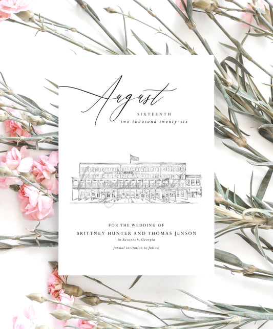 Marshall House Savannah Save the Date Cards, Wedding Save the Dates, STD, Savannah Weddings, GA, Venue (set of 25 cards and envelopes)