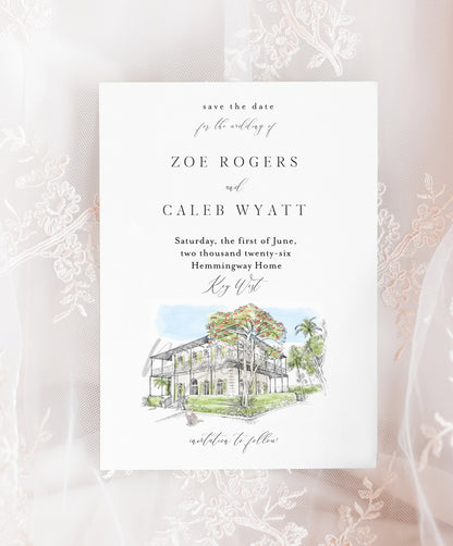 Hemingway Home Key West Save the Date Cards, Wedding Save the Dates, STD, Key West Weddings, FL, Venue (set of 25)