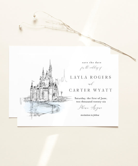 Save the Date Card Disney World, Fairytale Wedding, Cinderella's Castle, Save the Dates, Orlando Wedding, Magical Invite