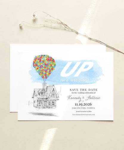 UP House Wedding Save the Date Card, STD, Save the Dates, Fairytale Save the Date Wedding, Disney Theme Wedding (set of 25 cards)