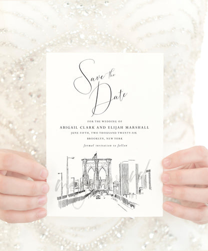 Brooklyn Bridge Save the Dates, STD, Save the Date Cards, Brooklyn Wedding, New York, NY Wedding, Weddings (set of 25 cards)