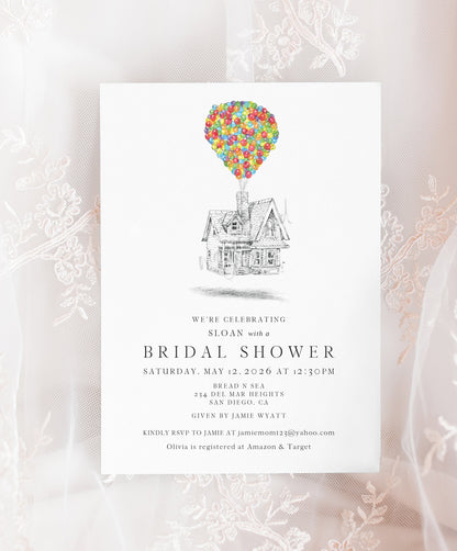 UP House Bridal Shower Invitations, Balloons, Disney Bridal Shower, Fairytale Wedding, Bridal Shower Invite, Bridal Brunch, Magical Bridal