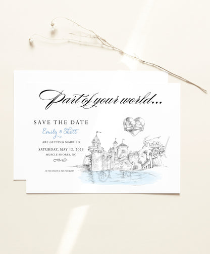 Little Mermaid Save the Dates, Save the Date, Disney Inspired, STD, Under the Sea Wedding Fairytale Wedding Save the Date Cards