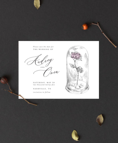 Save the Date Card Beauty and the Beast, Fairytale Save the Dates, Disney Wedding, Tale as old, Custom Design Save the Date