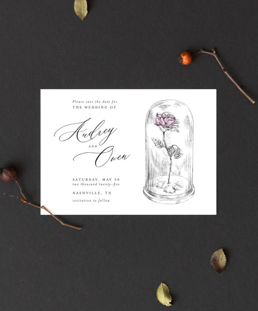 Save the Date Card Beauty and the Beast, Fairytale Save the Dates, Disney Wedding, Tale as old, Custom Design Save the Date