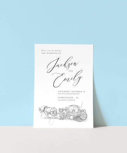 Save the Date Card Cinderella's Carriage, Save the Dates, Fairytale Wedding, Disney Save the Date Card, Magical Save the Date, Custom Design