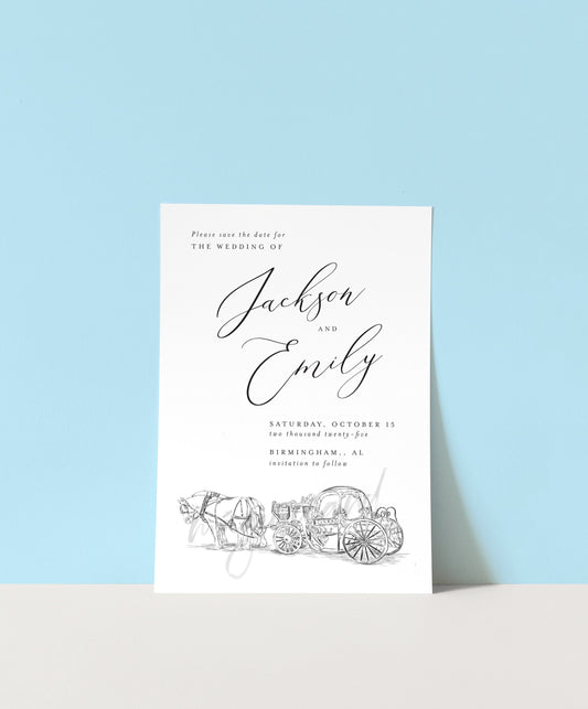 Save the Date Card Cinderella's Carriage, Save the Dates, Fairytale Wedding, Disney Save the Date Card, Magical Save the Date, Custom Design