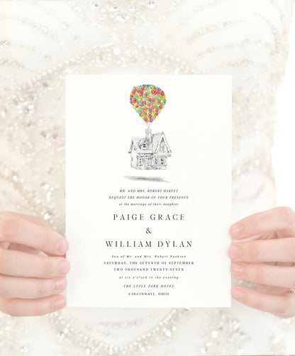 UP House Wedding Invitations, Disney Inspired, Fairytale Weddings, Balloons (Set of 10 Online RSVP Card & Invitations)