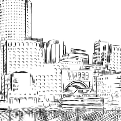 Boston Skyline Wedding Invitations, Water View Wedding Invitation, Boston Weddings, Boston, (Set of 10  RSVP Cards & Invitations)