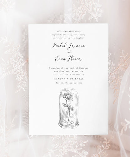 Beauty and the Beast Rose Wedding Invitations, Fairytale, disney inspired weddings (Sold in Sets of 10 Online RSVP Cards & Invitations)