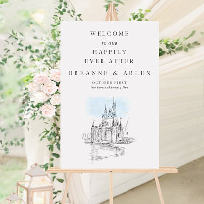 Wedding Welcome Sign Disney World Castle, Fairytale Wedding Sign, Unique Welcome Sign, Weddings, Modern Welcome Sign, Engagement Party Sign