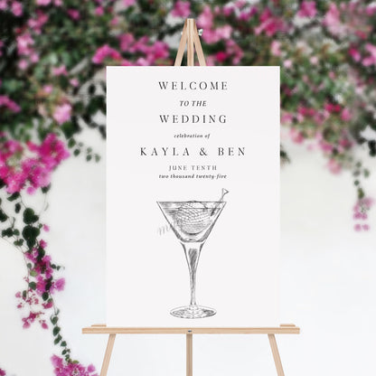 Golf Themed Welcome Wedding Sign, Engagement, Golf Ball, Martini Glass, Wedding, Welcome Sign, Unique Wedding Sign, Modern Wedding Sign,